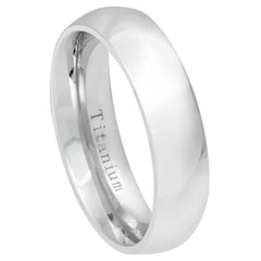 White Titanium Classic Domed Ring - 6mm Rings, Wedding and Engagement Titanium Rings, Promise Rings