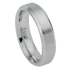 Titanium Ring Brushed Center Beveled Edge - 7mm Rings, Wedding and Engagement Titanium Rings, Promise Rings