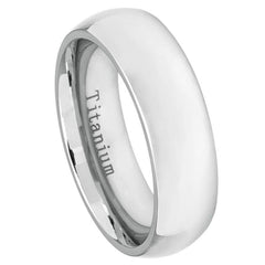 White Titanium Classic Domed Ring - 7mm Rings, Wedding and Engagement Titanium Rings, Promise Rings