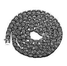 Black Diamond-Cut 4MM Tennis Chain Necklace – 925 Sterling Silver Iced Out Chain for Men & Women