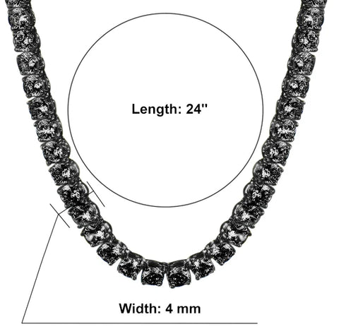 Black Diamond-Cut 4MM Tennis Chain Necklace – 925 Sterling Silver Iced Out Chain for Men & Women