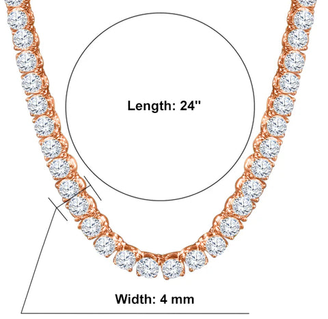 Rose Gold 3MM Tennis Chain Necklace – 925 Sterling Silver Iced Out Chain for Men & Women