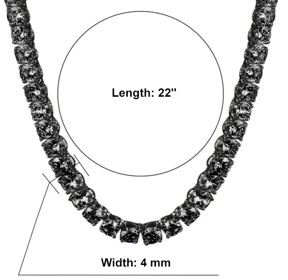 Black Diamond-Cut 4MM Tennis Chain Necklace – 925 Sterling Silver Iced Out Chain for Men & Women