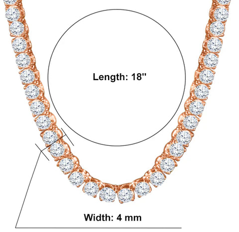 Rose Gold 3MM Tennis Chain Necklace – 925 Sterling Silver Iced Out Chain for Men & Women