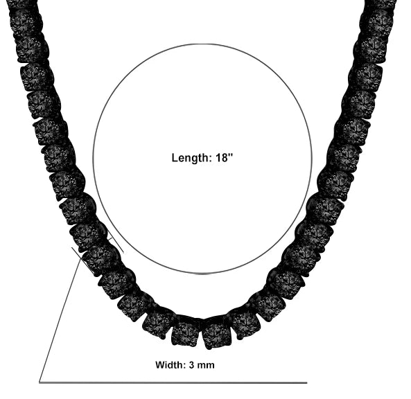 Black 3MM Tennis Chain Necklace – 925 Sterling Silver Iced Out Chain for Men & Women