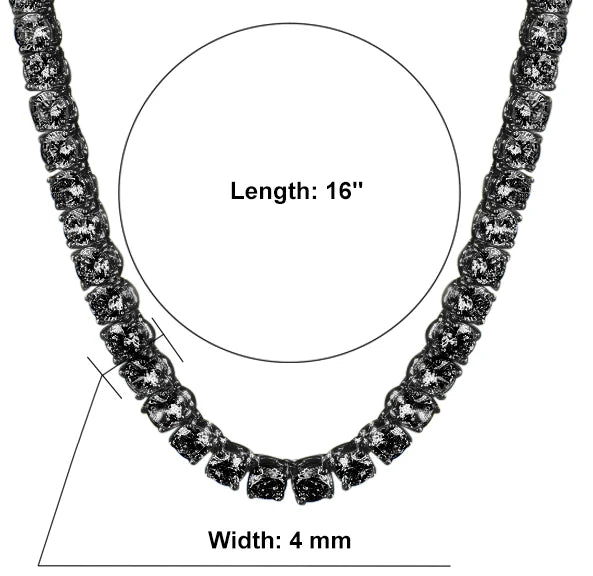 Black Diamond-Cut 4MM Tennis Chain Necklace – 925 Sterling Silver Iced Out Chain for Men & Women