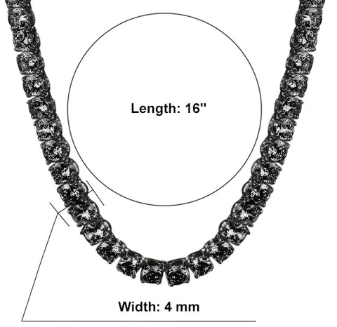 Black Diamond-Cut 4MM Tennis Chain Necklace – 925 Sterling Silver Iced Out Chain for Men & Women