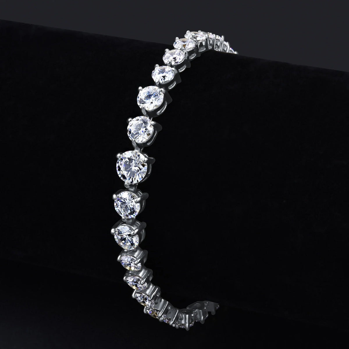925 Sterling Silver Graduated Tennis Bracelet – Statement Moissanite White Gold Plated Ice Chain