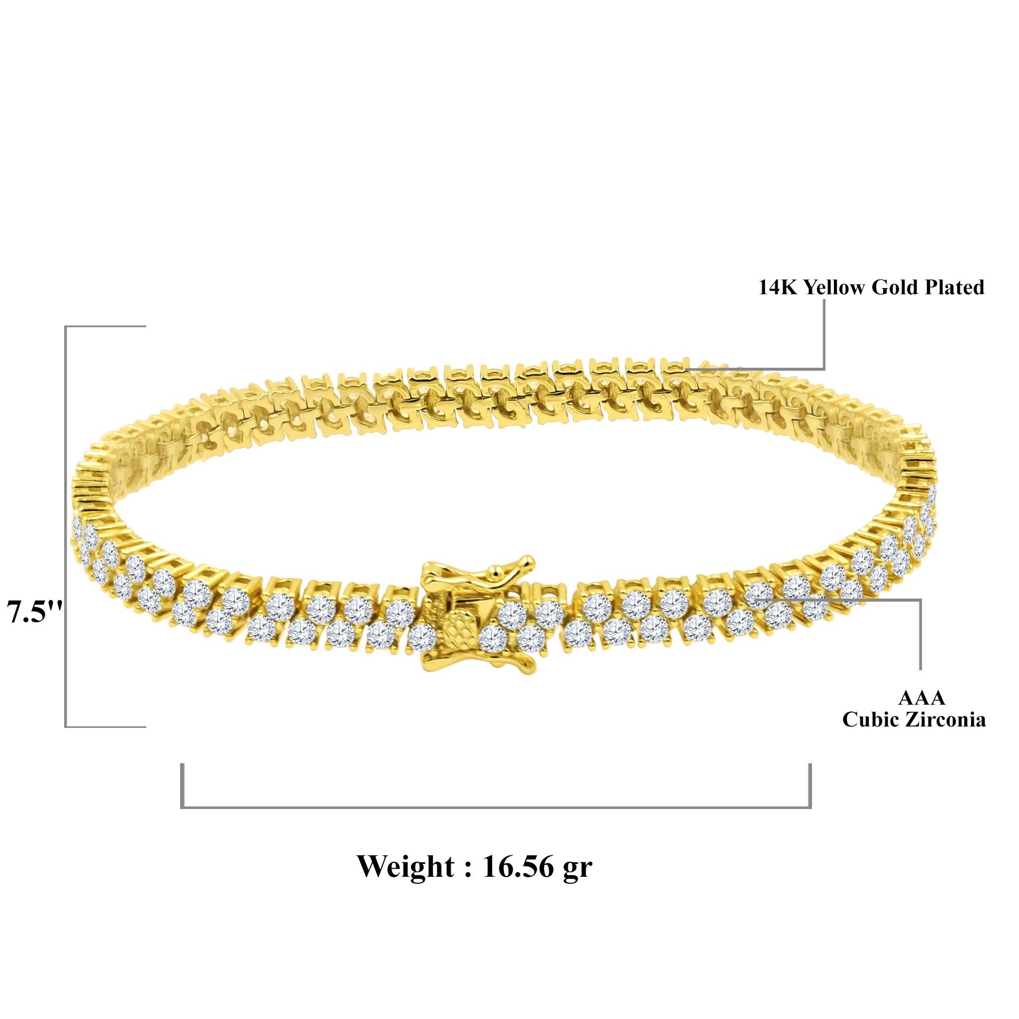 3mm CZ Tennis Bracelet in Gold Plated 925 Silver