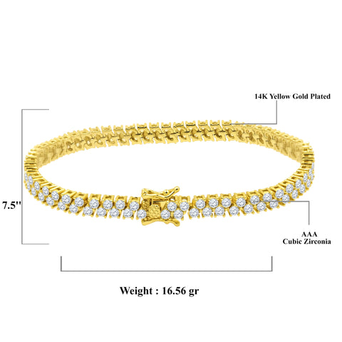 3mm CZ Tennis Bracelet in Gold Plated 925 Silver