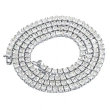 5MM Sterling Silver CZ Tennis Chain Necklace – Iced Out Square Cut Luxury Chain