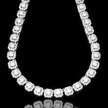Seer 6mm Cushion Cut Moissanite Cluster Tennis Chain – 925 Sterling Silver Iced Out Halo Hip Hop Necklace