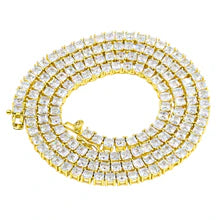 5MM Gold Plated CZ Tennis Chain Necklace – Luxury Iced Out Sterling Silver Style Chain