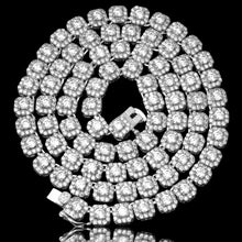 Seer 6mm Cushion Cut Moissanite Cluster Tennis Chain – 925 Sterling Silver Iced Out Halo Hip Hop Necklace