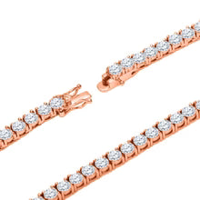 3mm Round Cut Moissanite Tennis Chain Necklace • Solid 925 Sterling Silver Rose Gold Finish