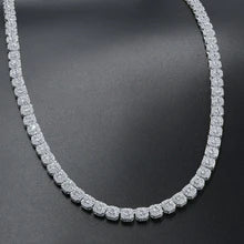 Seer 6mm Cushion Cut Moissanite Cluster Tennis Chain – 925 Sterling Silver Iced Out Halo Hip Hop Necklace