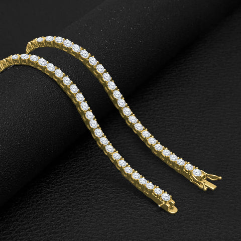 Gold 4MM 925 Sterling Silver CZ Tennis Chain Necklace – Iced Out Luxury Chain for Men & Women