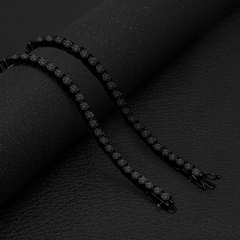 Black 925 Sterling Silver 3MM CZ Tennis Chain Necklace – Iced Out Hip Hop Chain for Men & Women
