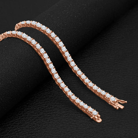 Rose Gold 4MM 925 Sterling Silver CZ Tennis Chain Necklace – Luxury Iced Out Chain