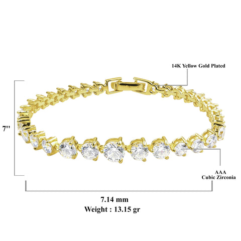 Graduated CZ Tennis Bracelet in Gold Plated 925 Silver