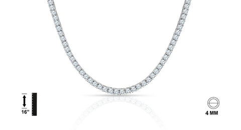 Luxury 4MM 925 Sterling Silver Tennis Chain Necklace – Iced Out CZ Diamond Link Chain for Men & Women