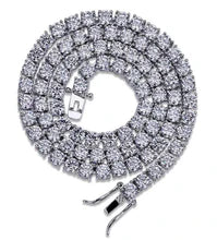 Luxury 4MM 925 Sterling Silver Tennis Chain Necklace – Iced Out CZ Diamond Link Chain for Men & Women