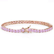 SPARKLE 3mm Pink CZ Tennis Bracelet in 925 Silver – Rose Gold