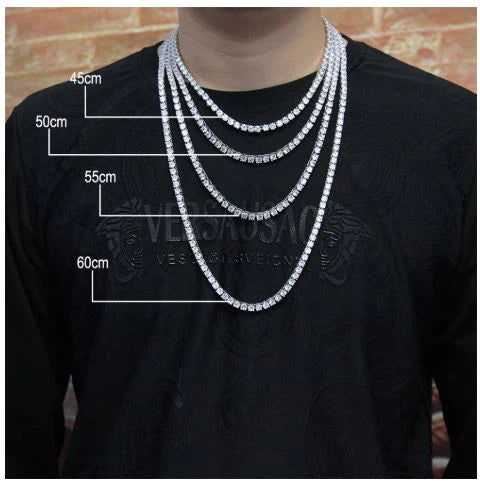 4mm White Gold Plated Tennis Necklace – 925 Sterling Silver Round Cut Iced Choker Chain
