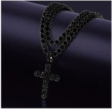 4MM CZ Tennis Chain & Cross Pendant Bundle – Iced Out White Gold Necklace Set for Men