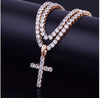 4MM CZ Tennis Chain & Cross Pendant Bundle – Iced Out White Gold Necklace Set for Men
