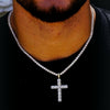 3MM CZ Tennis Chain & Cross Pendant Bundle – Iced Out White Gold Necklace Set for Men