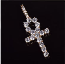 3MM CZ Tennis Chain & Ankh Cross Pendant Bundle – Iced Out White Gold Necklace Set for Men & Women