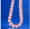 Rose Gold Plated 4mm Pink Tennis Necklace – 925 Sterling Silver Round Cut Iced Choker Chain