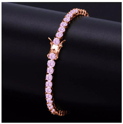 3MM Rose Gold CZ Tennis Bracelet – Iced Out Cubic Zirconia Luxury Bracelet for Men & Women