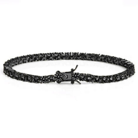 Black 3MM CZ Tennis Bracelet – Iced Out Cubic Zirconia Luxury Bracelet for Men & Women
