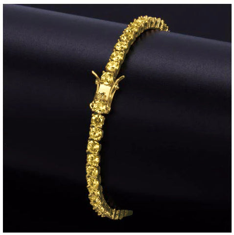 Gold 4MM One Row Tennis Bracelet – Iced Out Luxury CZ Bracelet for Men & Women