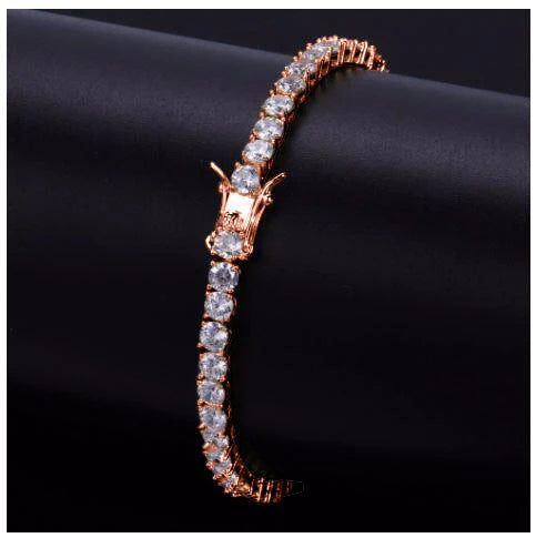 Rose Gold 4MM CZ Tennis Bracelet – One Row Iced Out Luxury Bracelet for Women & Men