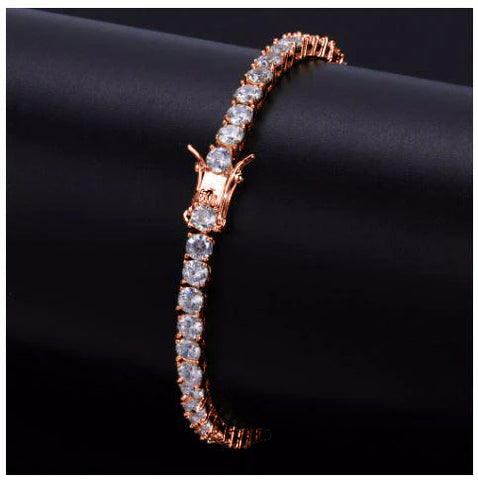 Rose Gold 4MM CZ Tennis Bracelet – One Row Iced Out Luxury Bracelet for Women & Men