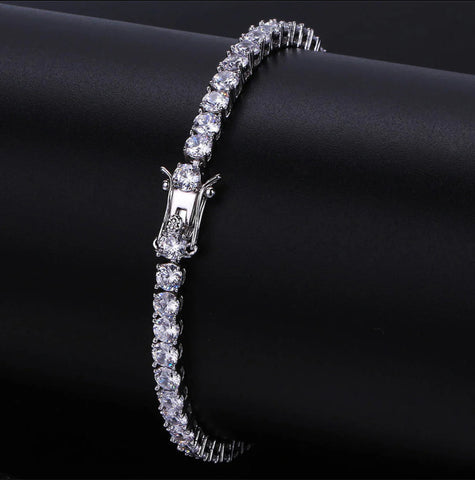 Silver 3MM CZ Tennis Bracelet – Iced Out Cubic Zirconia Luxury Bracelet for Men & Women