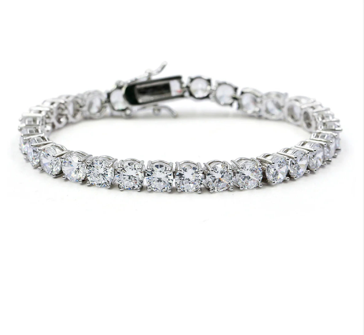 Silver 3MM CZ Tennis Bracelet – Iced Out Cubic Zirconia Luxury Bracelet for Men & Women