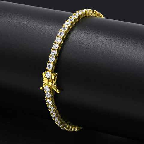 Gold 3MM CZ Tennis Bracelet – Iced Out Luxury Cubic Zirconia Bracelet for Men & Women