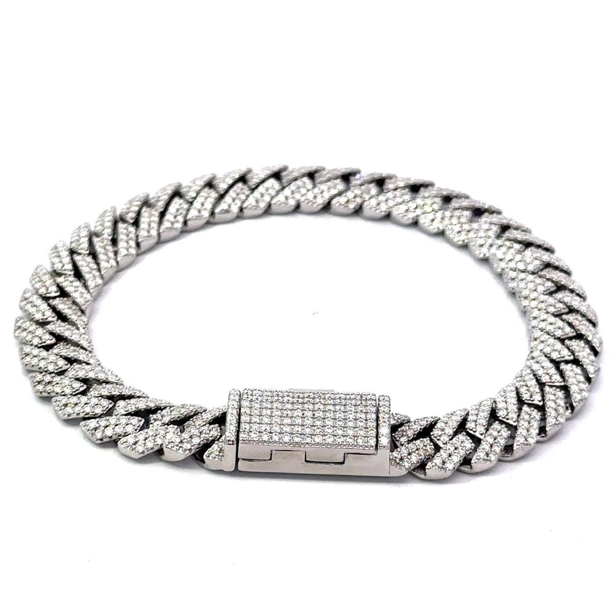Tenric 10mm Iced Out Moissanite Miami Cuban Link Bracelet 925 Sterling Silver VVS