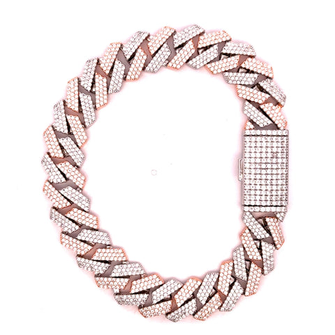 12mm Two-Tone Moissanite Cuban Link Bracelet 925 Sterling Silver Iced Out