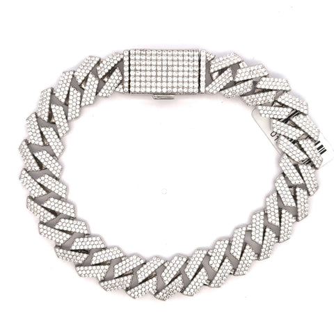 Palatial 12mm Baguette Moissanite Miami Cuban Link Bracelet 925 Sterling Silver VVS