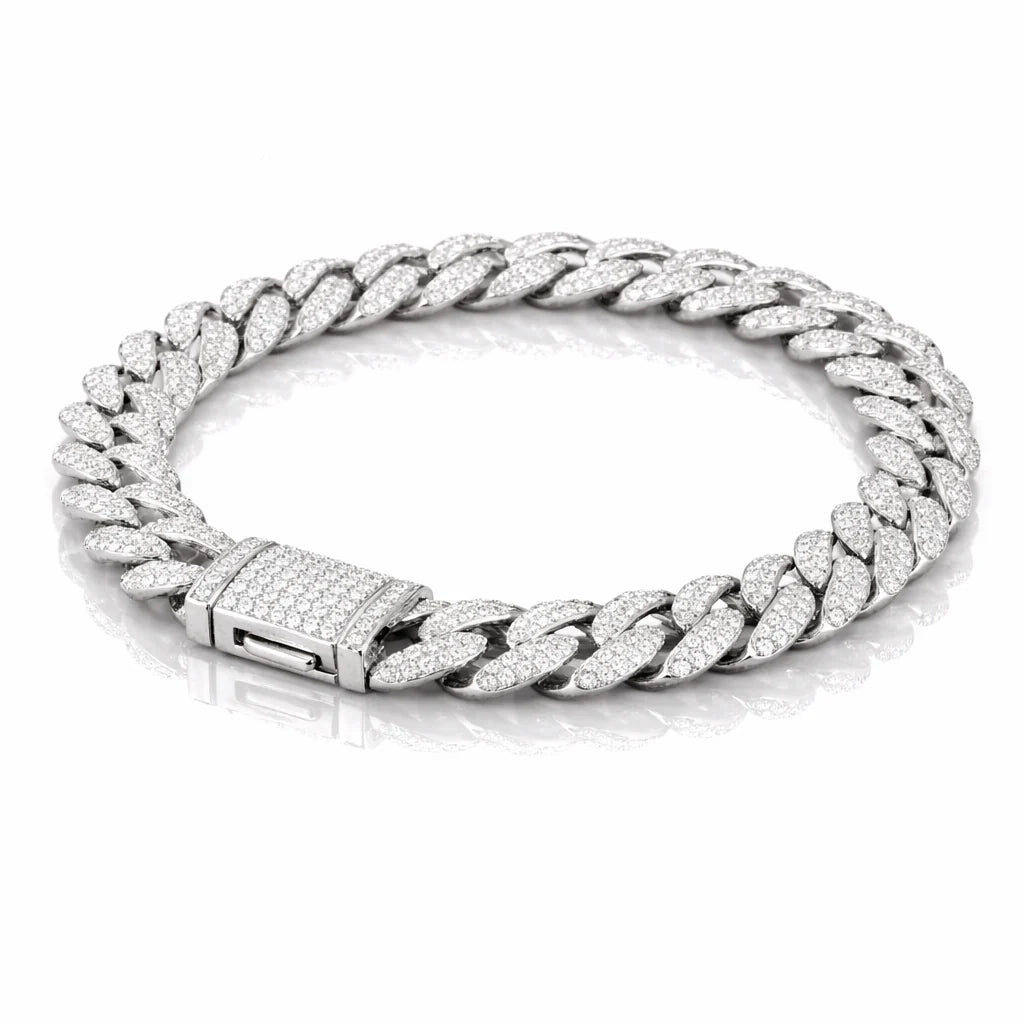 Moneyed 12mm Moissanite Miami Cuban Link Bracelet 925 Sterling Silver VVS Iced Out
