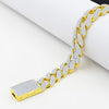 Moneyed 12mm Two-Tone Moissanite Miami Cuban Link Bracelet Gold Plated 925 Silver VVS