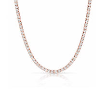 3mm Round Cut Moissanite Tennis Chain Necklace • Solid 925 Sterling Silver Rose Gold Finish