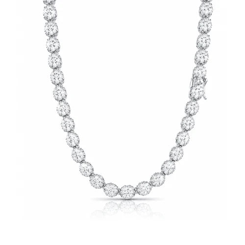 4mm VVS Moissanite Diamond Tennis Necklace - 925 Sterling Silver Rhodium Plated Chain