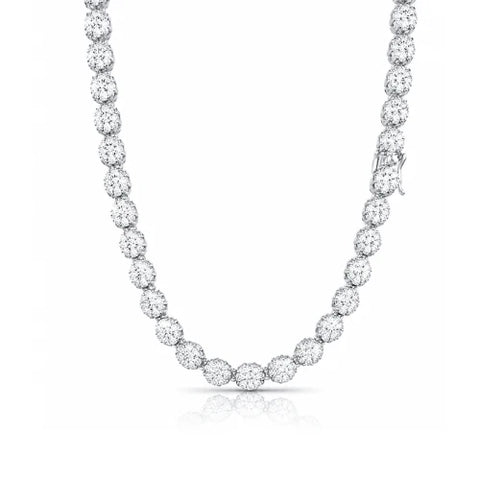 4mm VVS Moissanite Diamond Tennis Necklace - 925 Sterling Silver Rhodium Plated Chain