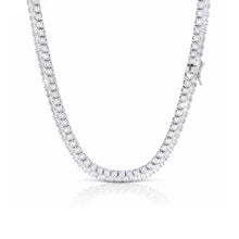 Elvoro 5mm Baguette Moissanite Tennis Necklace - 925 Sterling Silver Rhodium Plated Chain